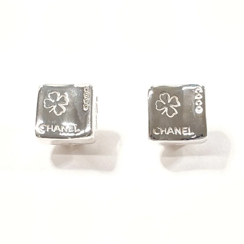 Drop Earrings for Birthday Celebration -Chanel Silver Clover Square Earrings