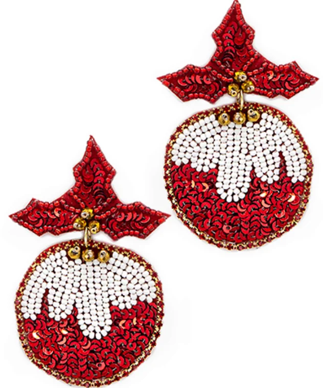 Drop Earrings with Star Motifs -Christmas Sequin Bulb Earrings