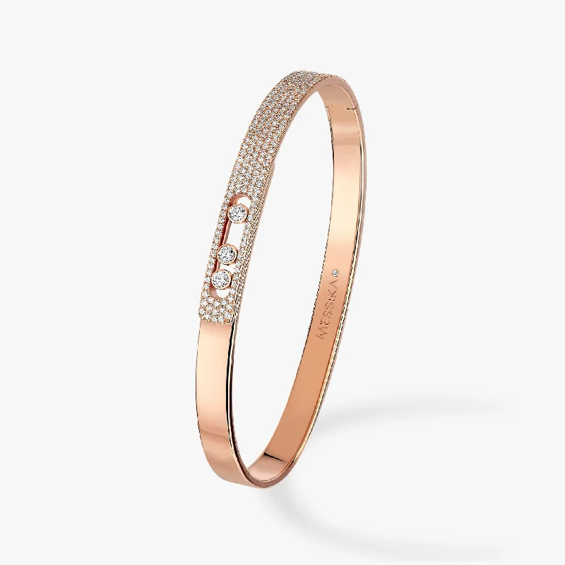 Bangles with twisted metal bands for flair -0.94ctw Rose Gold Diamond Pavé Bangle Bracelet