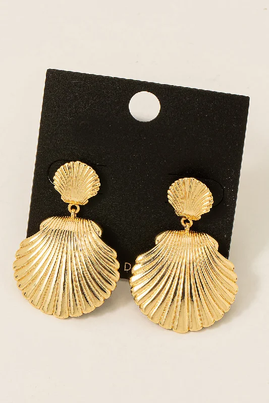 Drop Earrings for Everyday Glamour -Gold Dipped Seashell Dangle Earrings