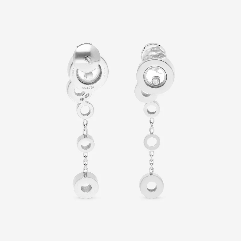 Large Drop Earrings for Statement -Chopard Happy Bubbles 18K White Gold Diamond Drop Earrings 836982-1001