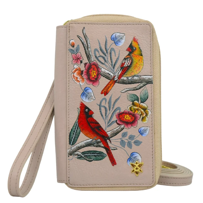 Women's bags with large front pocket and adjustable strap for daily convenience-Hand Painted Leather Crossbody Organizer