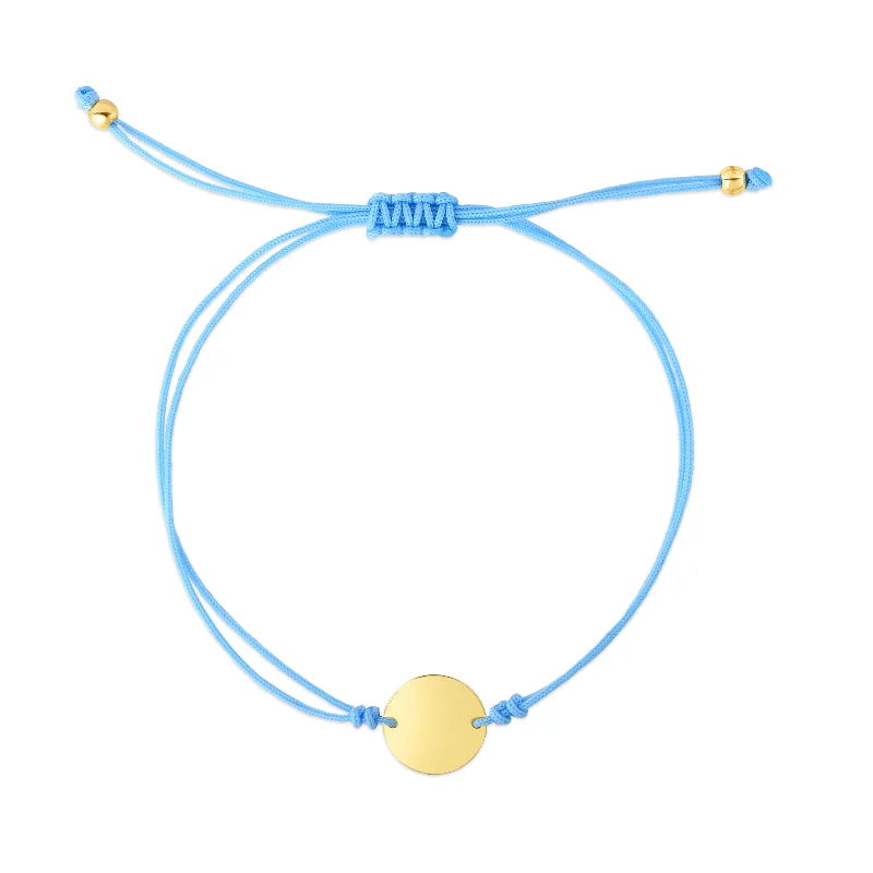 Bracelets with spiral designs for eye-catching twist -14K Blue Cord Circle Adjustable Bracelet