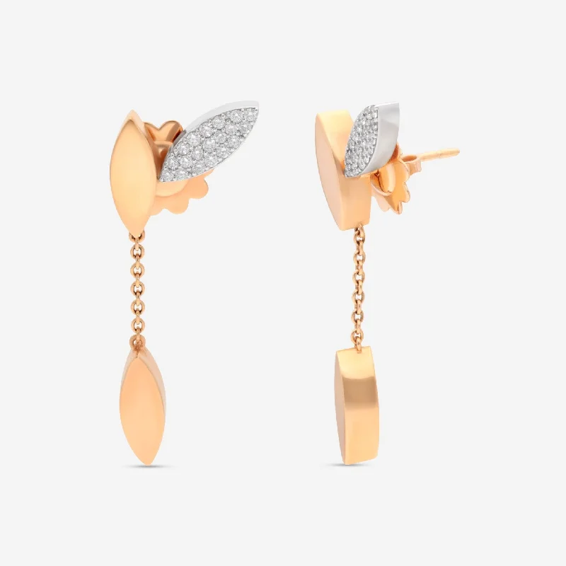 Drop Earrings for Office Wear -Roberto Coin 18K Rose & White Gold Diamond Drop Earrings 8882532AHERX