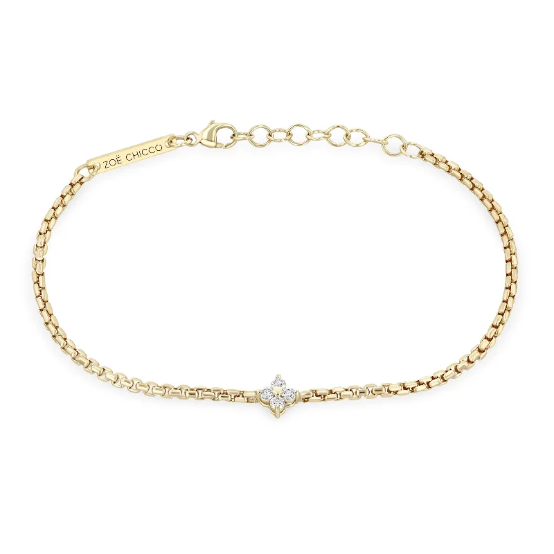 Bangles with sleek matte finish for subtlety -Zoe Chicco 14k Prong Diamond Quad Box Chain Bracelet