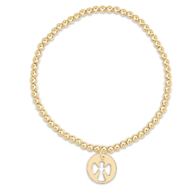 Gold bracelets with delicate diamond charm accents -enewton 6.25" Classic Gold 3mm Bead Bracelet - Guardian Angel Gold Disc