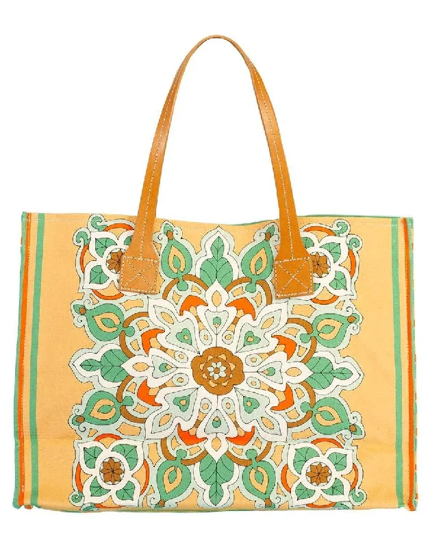 Women's bags with soft leather finish and adjustable crossbody strap for comfort-Savoia Print Canvas Tote Bag