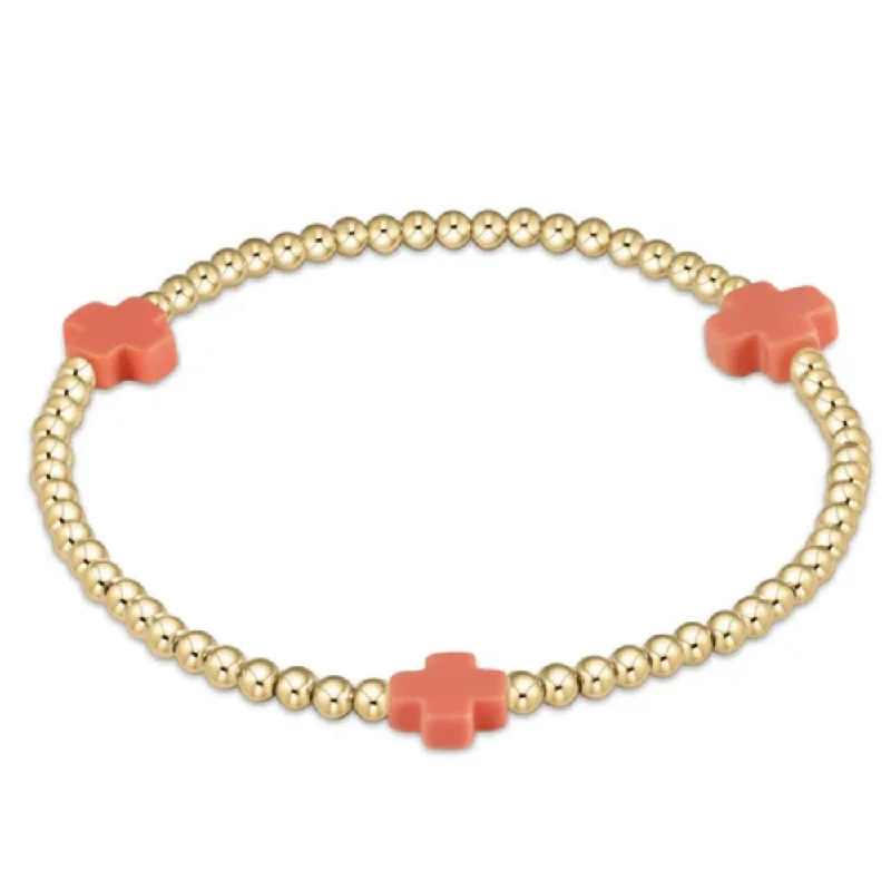 Bangles with polished jade for smooth calm -enewton 6.5" Signature Cross Gold Pattern 3mm Bead Bracelet - Coral