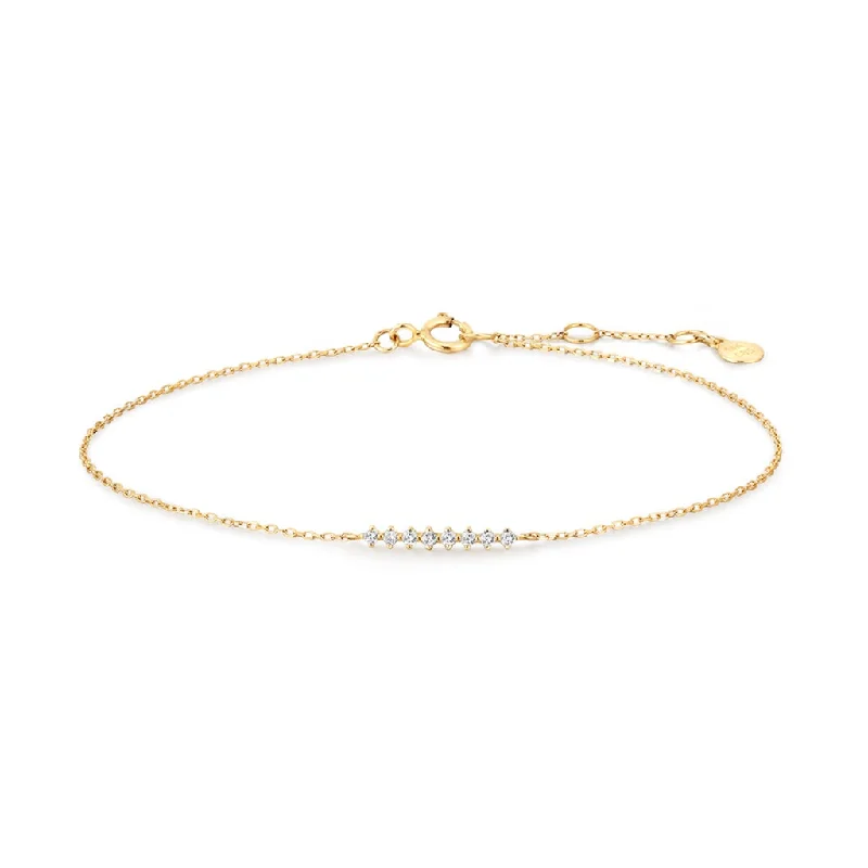 Bracelets with citrine stones for warm tones -14K Yellow Gold 0.08ctw Round Lab Diamond Wishbone Bracelet by Aurelie Gi