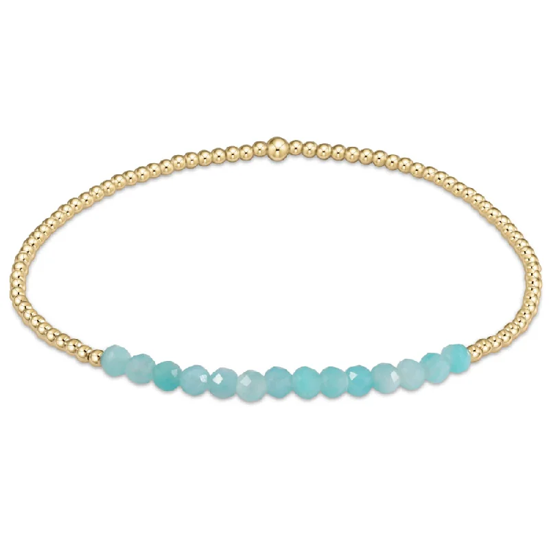 Thin bangles perfect for layering multiple styles -enewton 6.25" Gold Bliss Gemstone 2mm Bead Bracelet - Amazonite