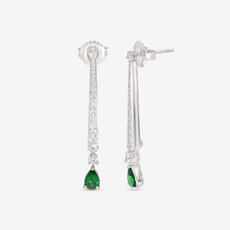 Drop Earrings for Fitness Activities -Roberto Coin 18K White Gold Diamond & Green Garnet Earrings 9991203AWERX