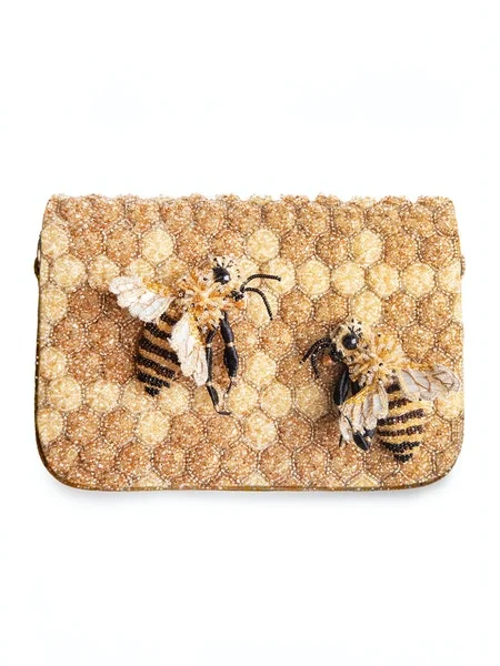 Women's bags with sleek metallic hardware and high-quality leather for premium feel-Honeybee Clutch