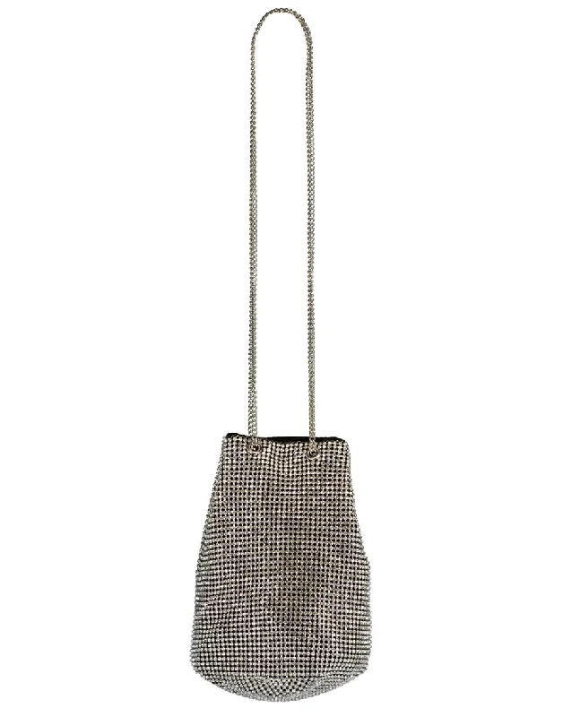 Elegant women's bags with woven texture and metallic chain strap for sophisticated look-Crystal Bucket Bag