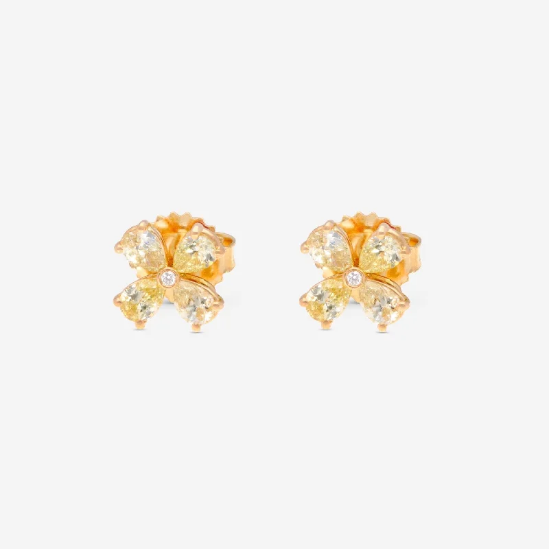 Geometric Drop Earrings for Trend -Roberto Coin 18K Yellow Gold Diamond Earrings 9991208AYERX