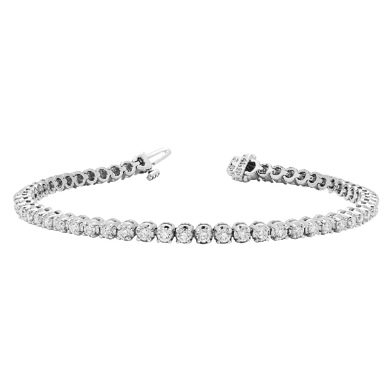 Bracelets with peridot stones for fresh green -Lab Grown Diamond Tennis Bracelet in 14kt White Gold (3ct tw)