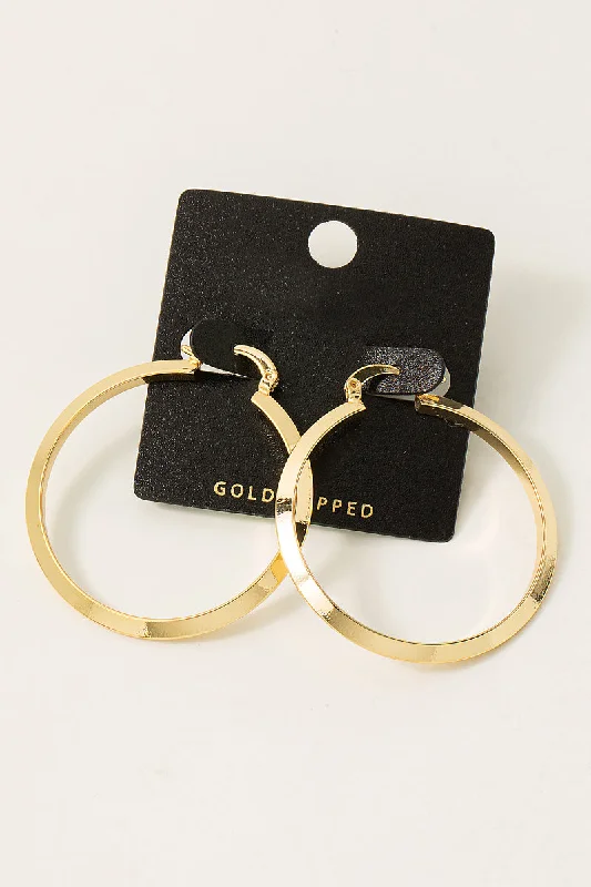 Drop Earrings with Hammered Finish -Gold Dipped Latch Hoop is Earrings