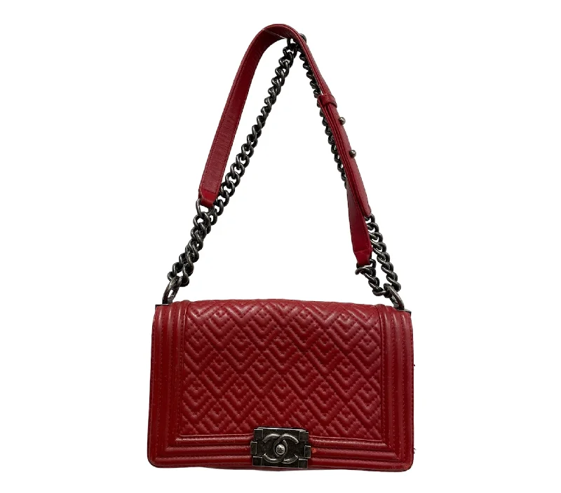 Women's bags with large compartments and adjustable straps for daily convenience and comfort-CHANEL/Cross Body Bag/Leather/RED/CHAIN SHOULDER BOY BAG