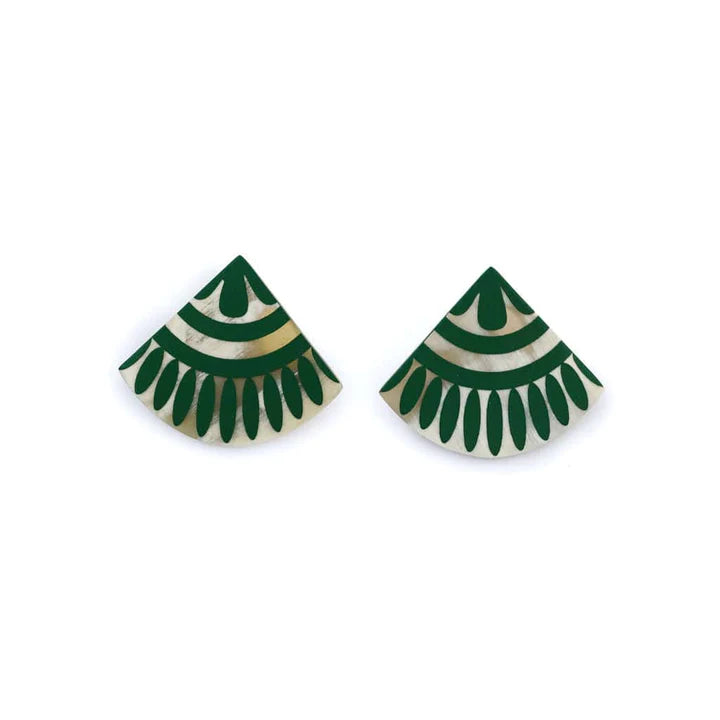 Drop Earrings for Mother's Day -Green Porcelain Tile Earrings