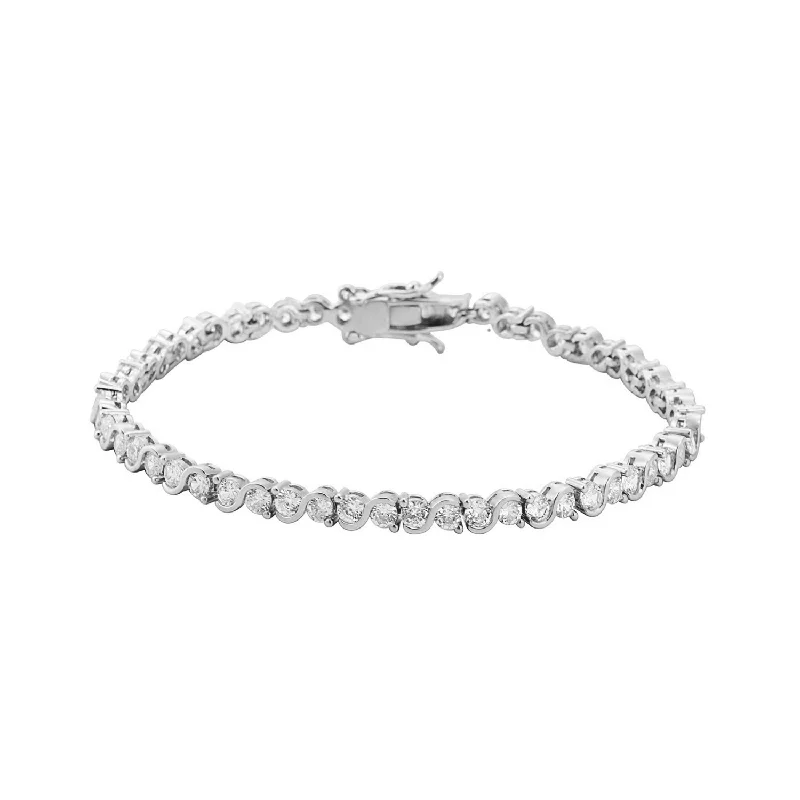 Bangles with chunky designs for statement wear -Ezra 18k White Gold Plated Infinity Tennis Bracelet with Simulated Diamond Crystals