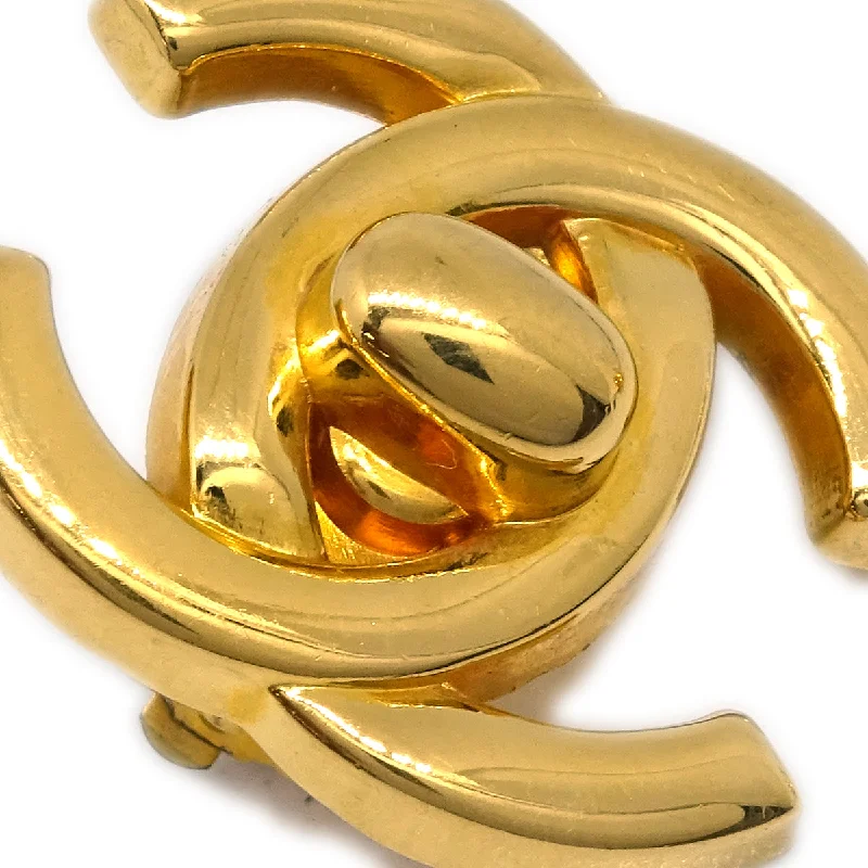 Drop Earrings for Anniversary -Chanel CC Turnlock Earrings Clip-On Gold Small 97P