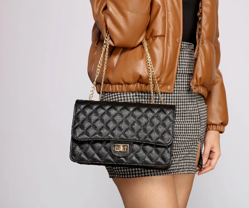 Women's bags with high-quality fabric and leather accents for durable, everyday use-Faux Leather Quilted Diamond Crossbody