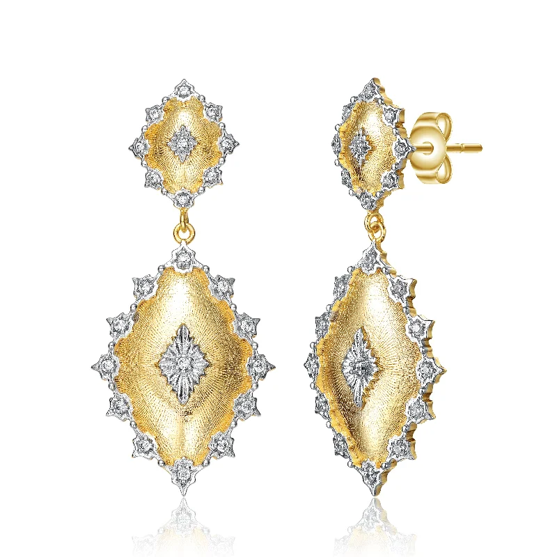 Screw Back Drop Earrings for Security -Rachel Glauber Rhodium And 14k Gold Plated Cubic Zirconia Drop Earrings