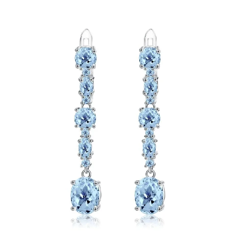 Crystal Drop Earrings for Sparkle -Sky Blue Topaz Gemstone Drop Earrings