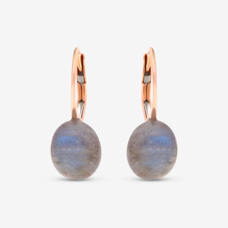 Screw Back Drop Earrings for Security -SuperOro Meteore 18K Yellow Gold Labradorite Lever Back Earrings METEORE/O649