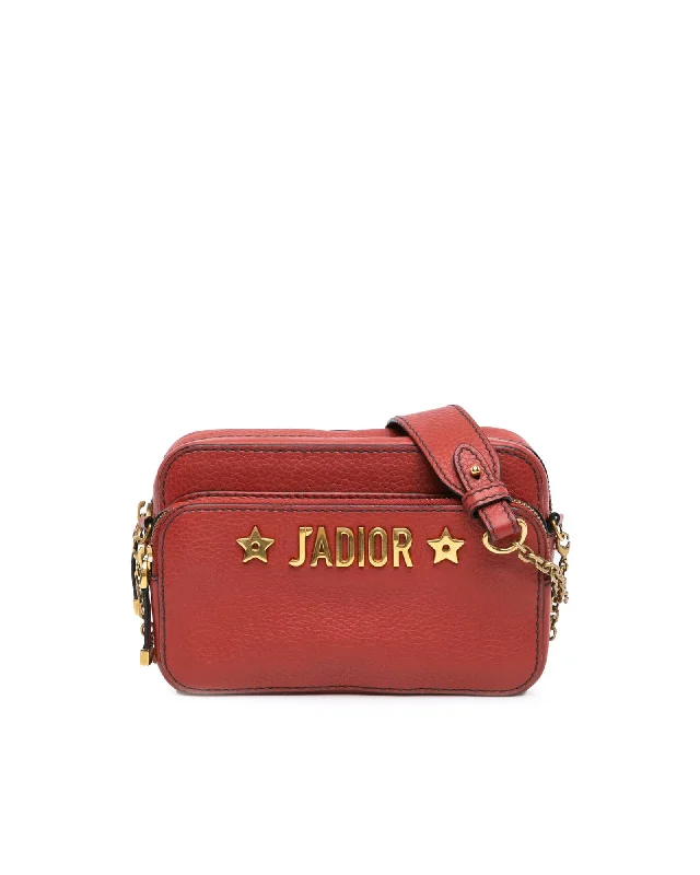 Elegant women's bags with rich velvet material and embroidered details for evening events-Leather Crossbody Camera Bag with Detachable Strap