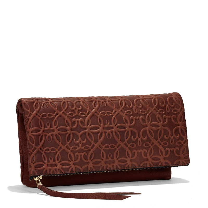 Women's bags with minimalistic design and subtle details for timeless elegance-Gabriel Leather Fold Over Clutch, Brown