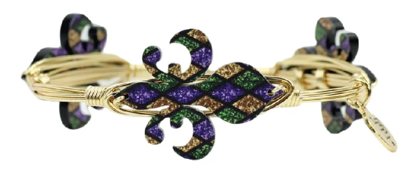 Bracelets with delicate amethyst for purple glow -The Fleur De Lis Bangle Bracelet - Diamond