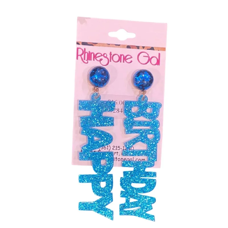 African Drop Earrings with Culture -Birthday Glam Glitter Earrings In Blue