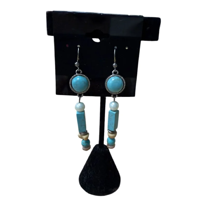 Drop Earrings with Hammered Finish -Earrings Dangle/Drop By Chicos In Blue