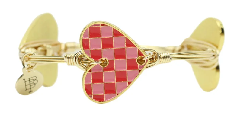 Bangles with claw-set tourmaline for vibrancy -The Checkered Heart Bangle Bracelet