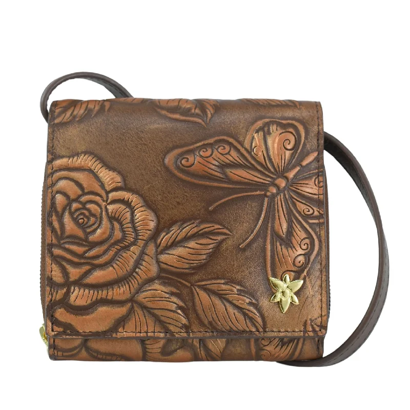 Stylish women's bags with animal print patterns and chic hardware for standout looks-Hand Painted Embossed Leather Crossbody Organizer