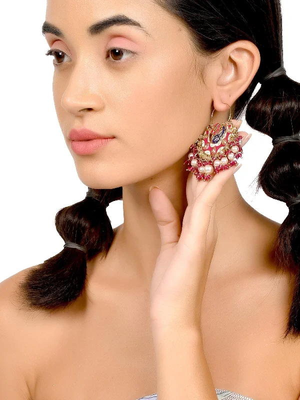 Maximalist Drop Earrings for Bling -Odette Women Stunning Red Beaded Statement Drop Earrings