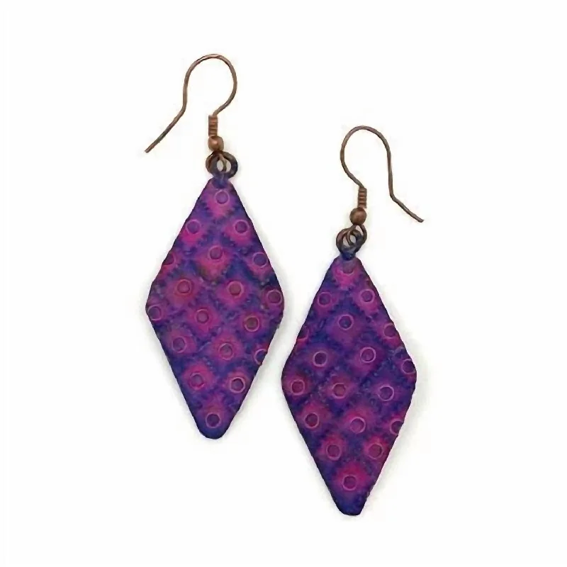 Retro Drop Earrings for Nostalgia -Women's Geo Copper Earrings In Purple