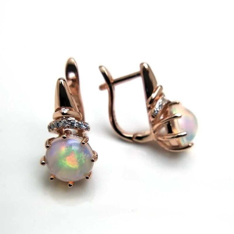 Drop Earrings for Travel Look -Romantic Ethiopian Opal  Gemstone Elegant Clasp Lovely Earrings