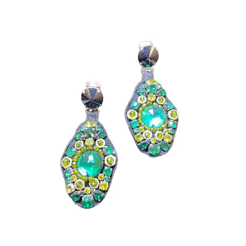 Drop Earrings with Textured Surface -Earrings Luxury Designer By Prada In Green