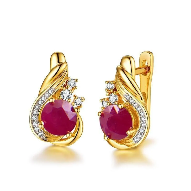 Leverback Drop Earrings for Comfort -Indian Ruby Simple Classic Design Earrings