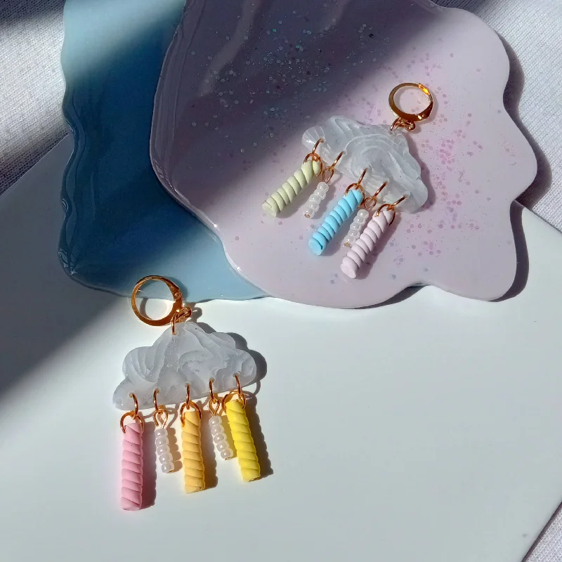 Retro Drop Earrings for Nostalgia -Rainbow Cloud Earrings