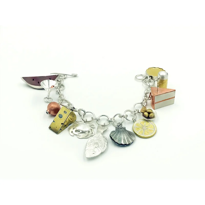 Bracelets with floral motifs for romantic touch -Wearable Feast Charm Bracelet