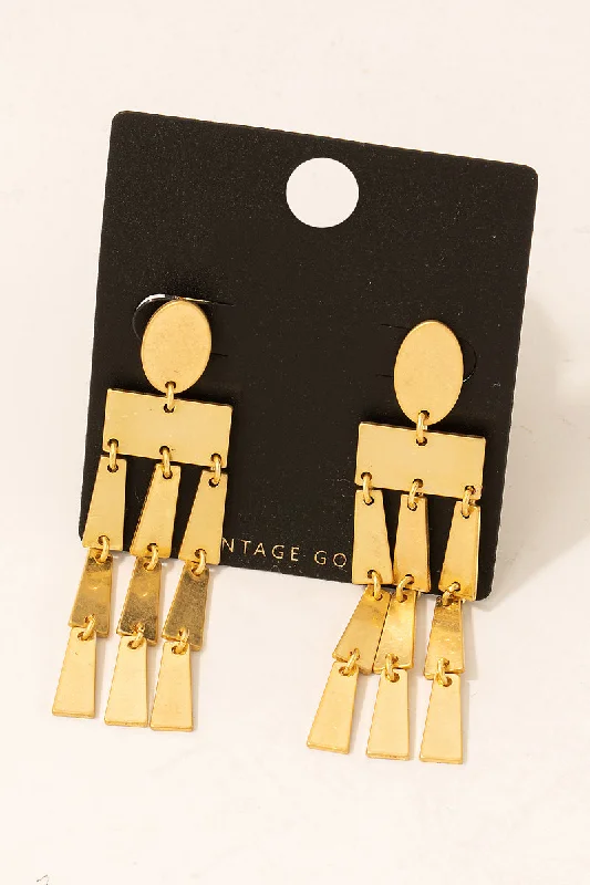 Lightweight Drop Earrings for All Day -Vintage Gold Dangle Charm Earrings