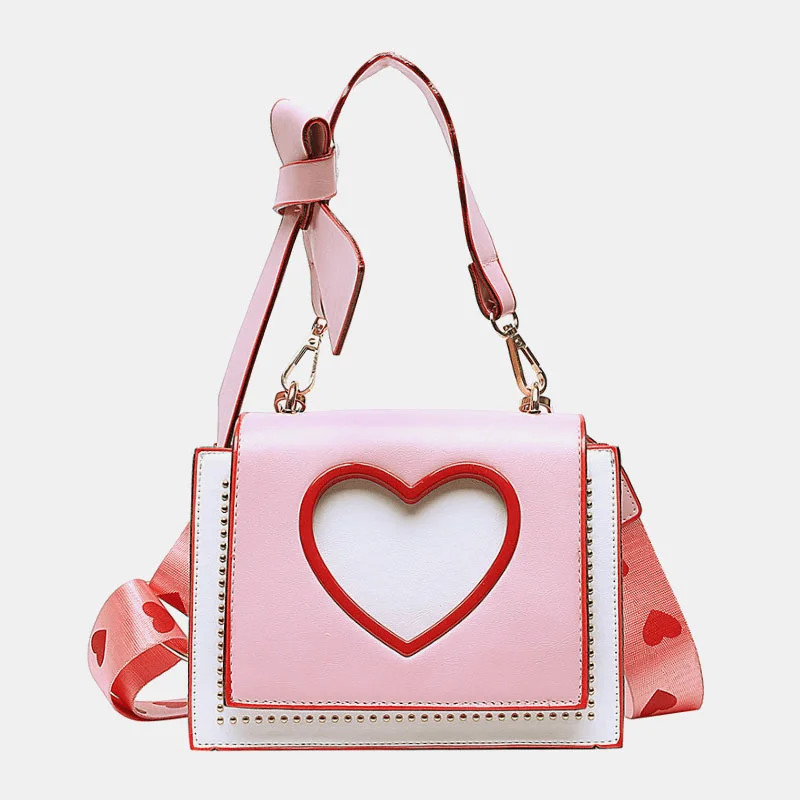 Trendy women's bags with playful pom-pom details and chic material for unique style-Women Valentine'S Day Hollow Out Love Embroidered Crossbody Bag Shoulder Bag Handbag