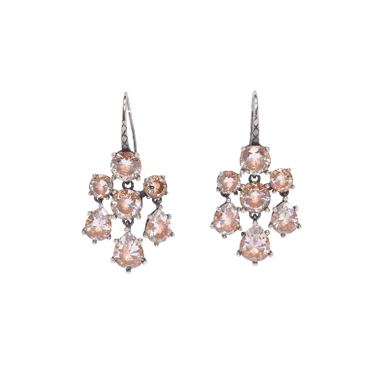 Nickel Free Drop Earrings for Safety -Bottega Veneta Orange Oxidised Silver Chandelier Earrings