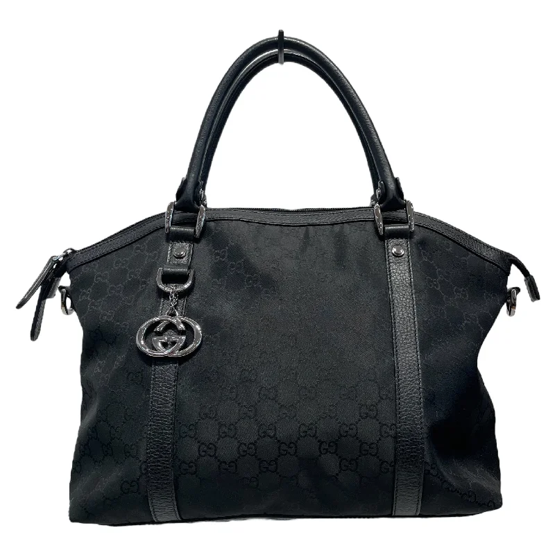 Women's bags with simple and refined design for professional and casual occasions-GUCCI/Hand Bag/M/Border/Nylon/BLK/DOME