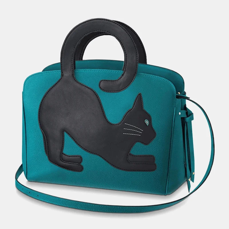 Elegant women's bags with long straps and minimalist design for versatile styling options-Women Fashion Beauty Faux Leather Large Capacity Handbag Crossbody Bag Shoulder Bag Cat Bag