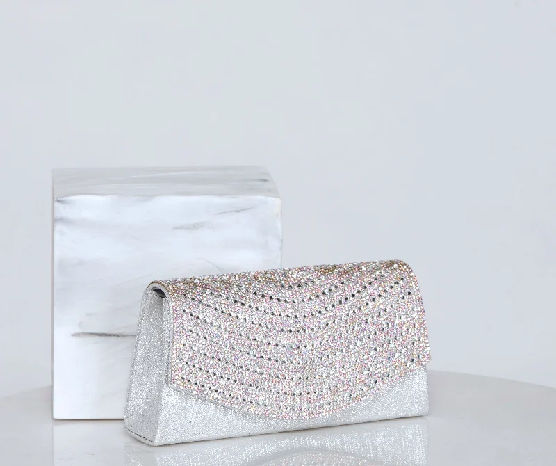 Spacious women's bags with large capacity for storing all your daily items-Sparkle & Shine Rhinestone Fold-Over Clutch