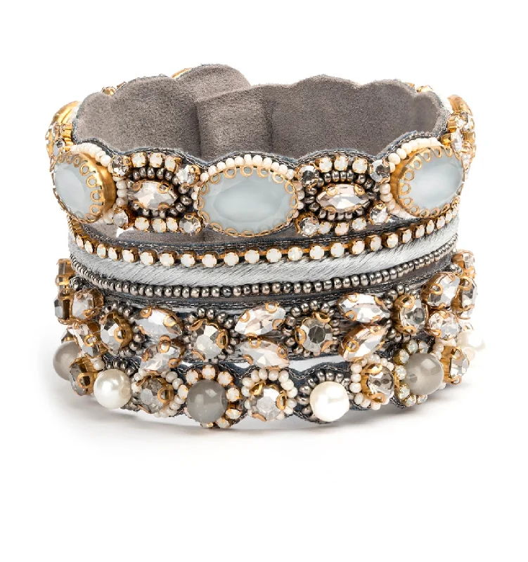 Bangles with aquamarine stones for sea hues -Brixie Bracelet