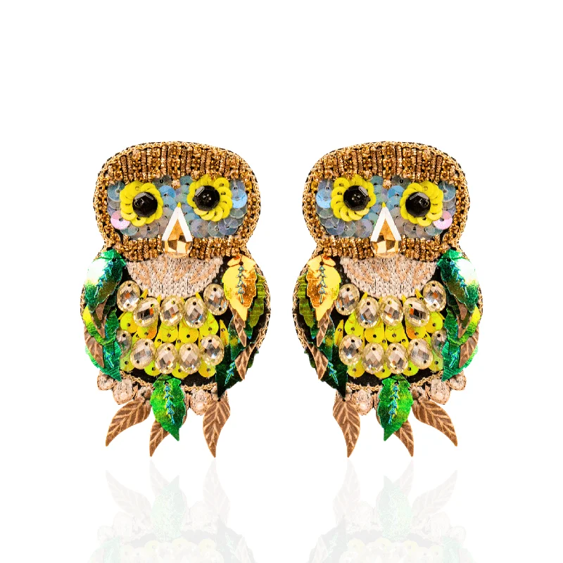 Drop Earrings for Bridesmaids Look -Imala Owl Statement Earrings